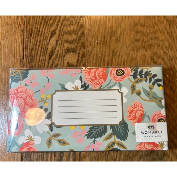 Rifle Paper Co. Monarch Size Envelopes Mint Birch Pattern Set of 14 NIB Retired - Picture 1 of 3
